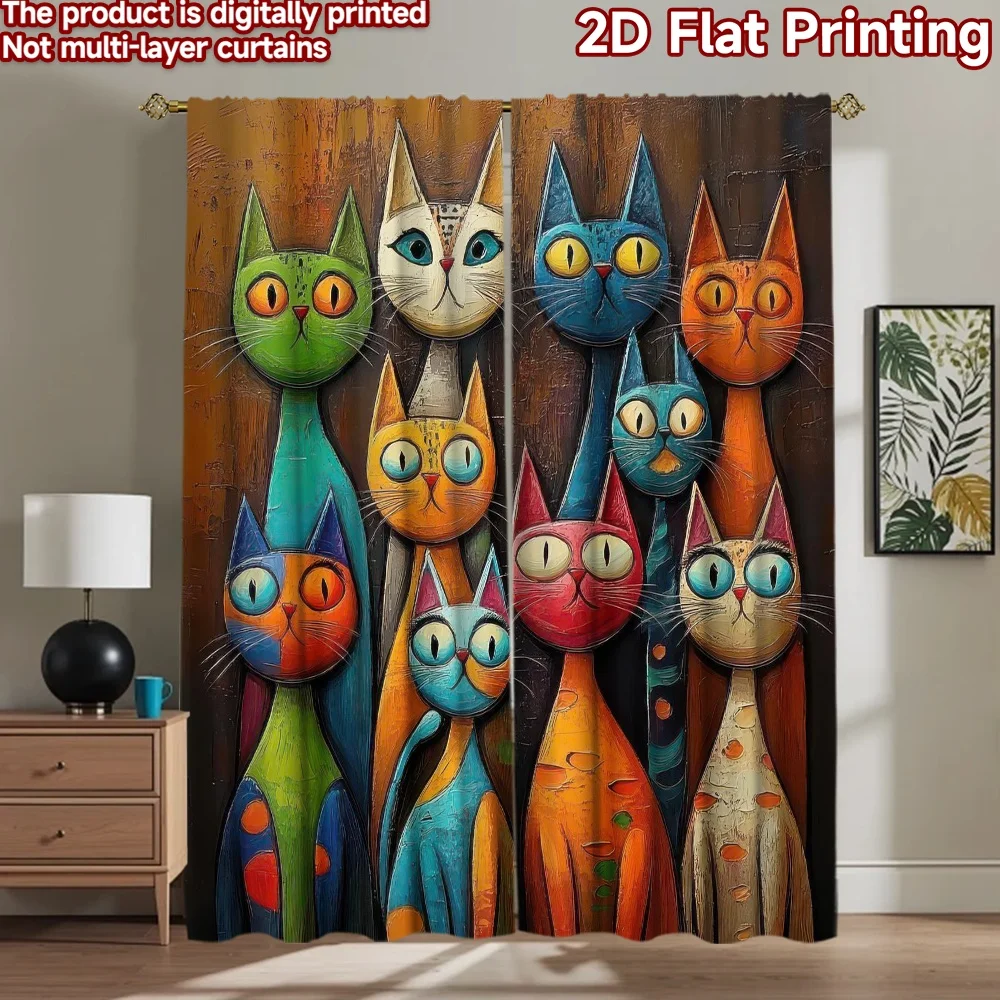 

1pc 2D flat Photography Backdrop Background Banner Colorful Cats Gathering 100% Polyester Festive Backdrops for Suitable for