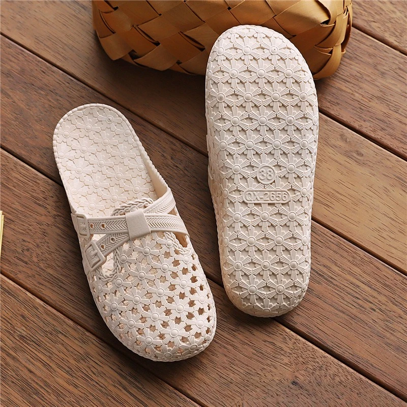 

Women's Daily Home Non-slip Slippers Summer New Outer Wear Hole Shoes Comfortable and Casual Hollow Breathable Flat Slippers