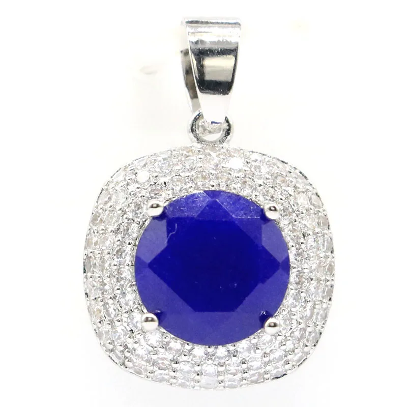 

Buy 3 Get 1 Free 27x18mm Real Red Ruby Green Emerald Blue Sapphire CZ Women Silver Pendant