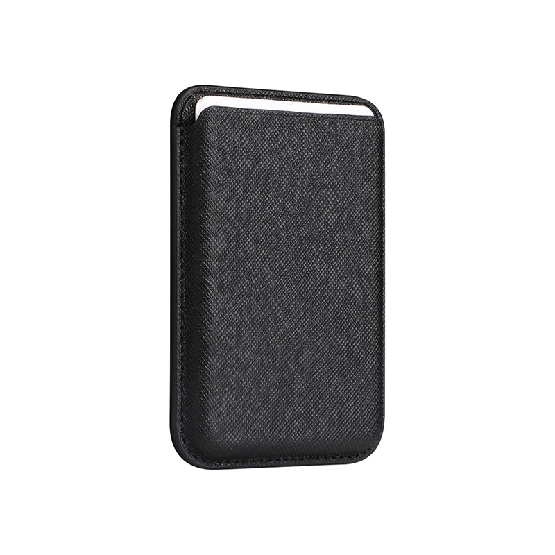 Strong Magnetic Saffiano Leather Card Holder For iPhone 16 15 14 13 12 Pro Max Magsafe Wallet Carbon Fiber Card Bag Pocket Slot