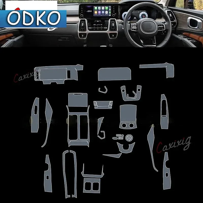 For Kia Sorento MQ4 2021-2023 Car Interior Film Dashboard piano board Shift center console Anti-scratch transparent TPU PPF Film