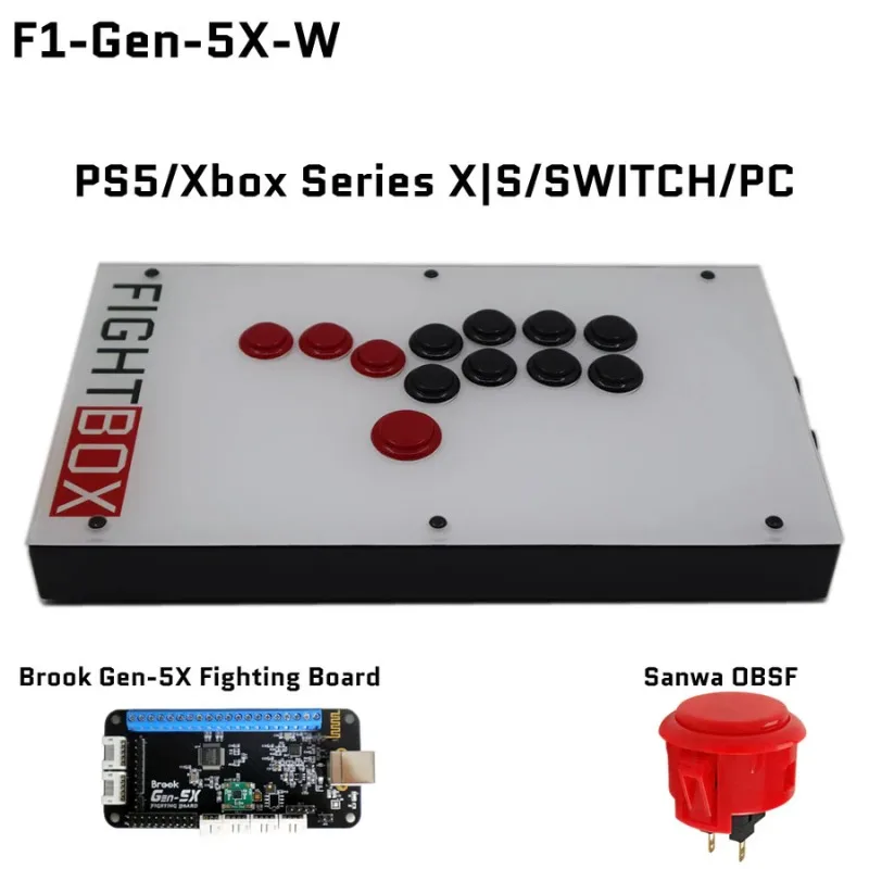 FightBox FIGHTING BOARD-UP5 All Buttons Hitbox Style Arcade Joystick Fight Stick Controller for PS5/PS4/PC/XBOX Sanwa OBSF-24/30