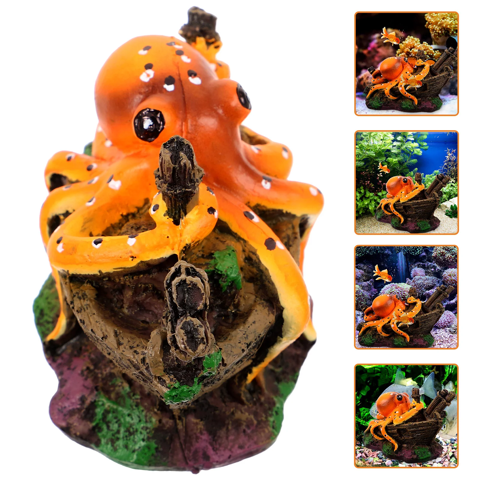 

Aquarium Resin Octopus Decoration Realistic Fish Tank Decor Safe Aquarium Ornament Natural Hiding Spot for Fish