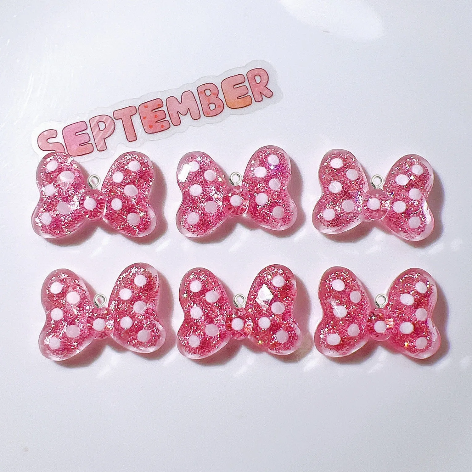 10 قطع الأزياء بريق الأميرة Bowknot الراتنج سحر DIY مجوهرات اكسسوارات أقراط قلادة المفاتيح الحرفية المواد قلادة #5