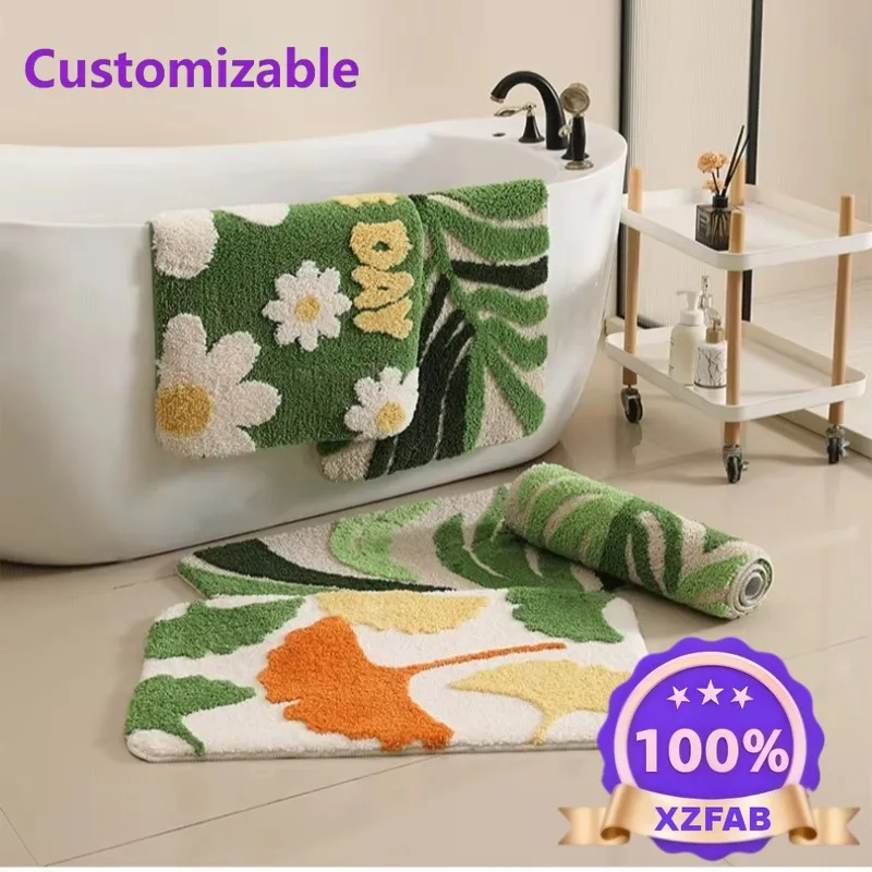 Factory Direct 2026 Cross-Border Bathroom Mat Flocked Tufted Carpet Thickened Water-Absorbent TPR Backing Non-Slip Machine