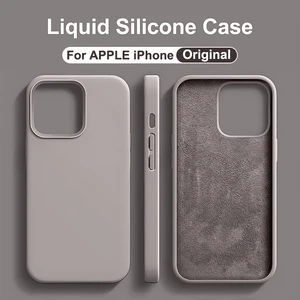 Casing Ponsel Silikon Cair Asli Untuk APPLE iPhone 11 13 12 14 15 Pro Max Casing untuk iPhone 15 Plus Penutup Pelindung Tahan Guncangan 12 casing iphone putih dengan penjualan terbaik - №