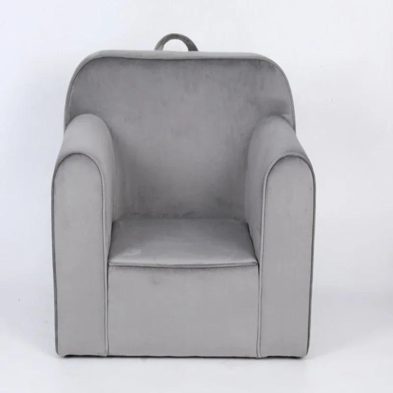 كرسي بذراعين للأطفال باللون الرمادي العصري - أريكة أطفال من القطيفة الناعمة مع مساند للذراعين ومقعد فردي صغير مناسب لغرفة اللعب وغرفة النوم #1