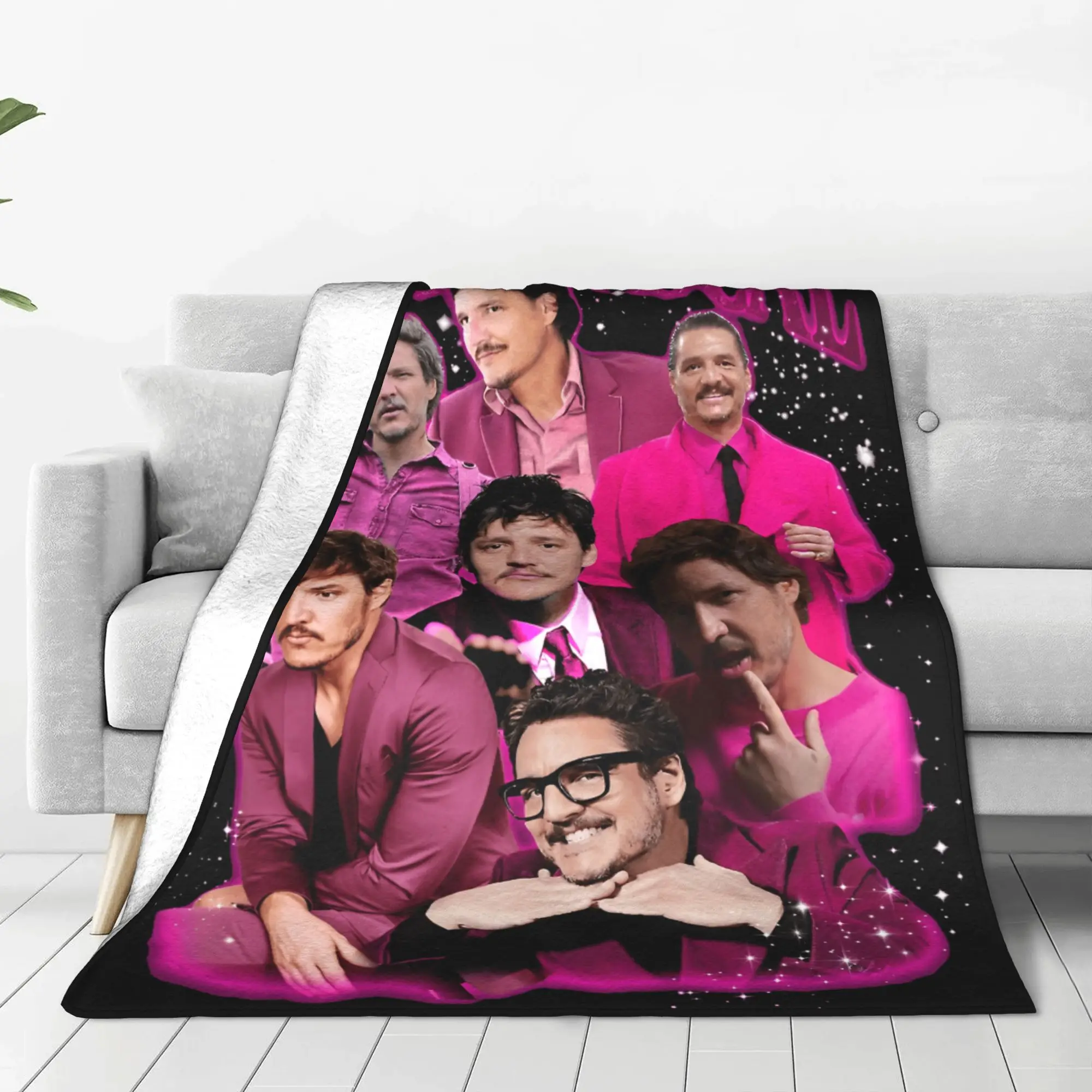 Pedro Pascal  Plush Blanket Boy Girl in Pink Flannel Throw Blanket For Living Room Super Soft Custom Quality Bedspread Gift Idea