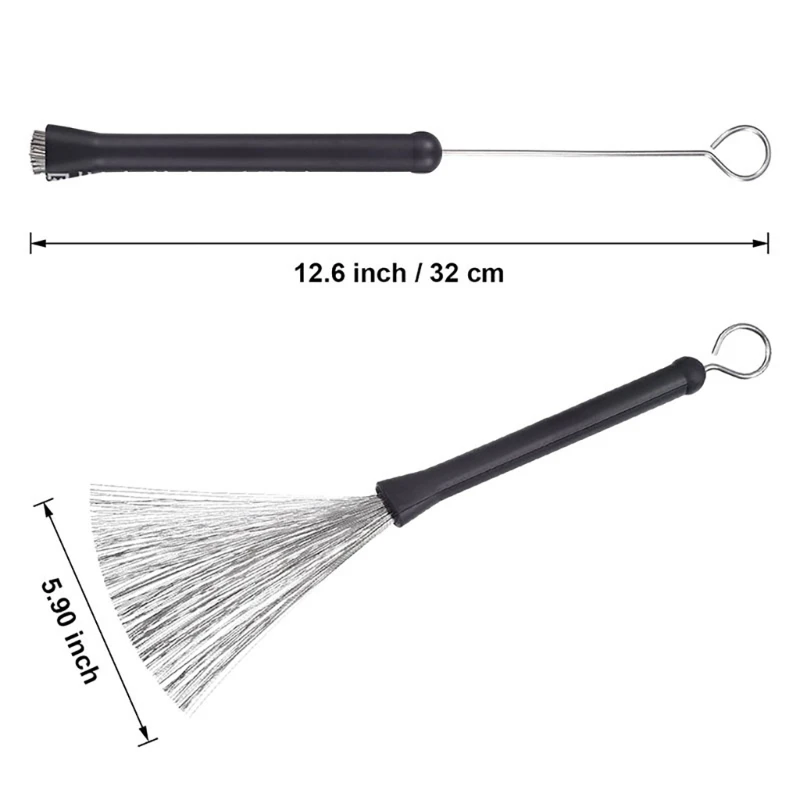 Retractable Plastic Handles Drum Brush Steel Wire 32cm Cleaning Brush for Jazz Rock Music Lover