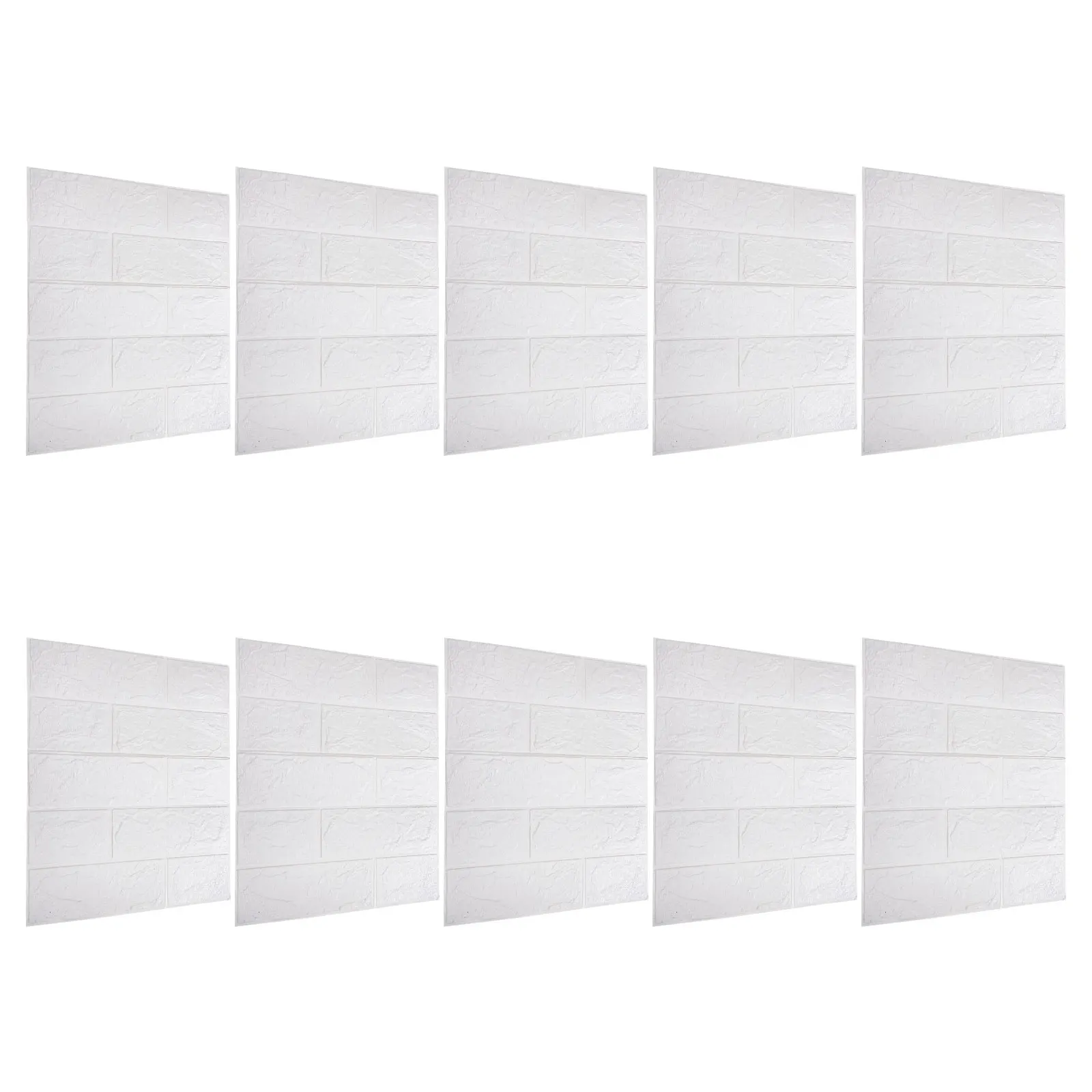 

10pcs Durable 3D Brick Pattern Wall Stickers Peel Stick White Wallpaper Easy Installation Decor Effect