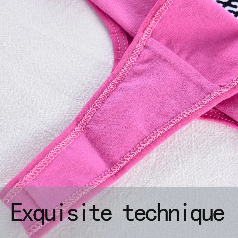Sexy bavlněné jednoduché pruhované tenké dámské spodní prádlo pohodlné a prodyšné jedinečné písmenné provedení s nízkým pasem a bezproblémovým střihem - náhled 5