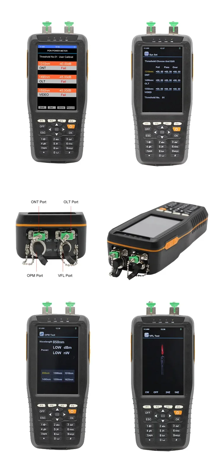 Imagem -05 - Pon Medidor de Potência Tester Testador Fibra Pon Gato Óptico Tester Tm70b-ov1 Medidor de Potência Óptica 6600mah Bateria de Lítio