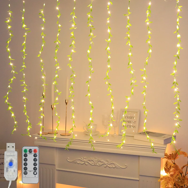 

Jumbo 3x1m LED Willow Curtain Lights - 200 LEDs Remote 8 Modes Multi-Color / Warm White, Waterproof for Balcony Window Decor