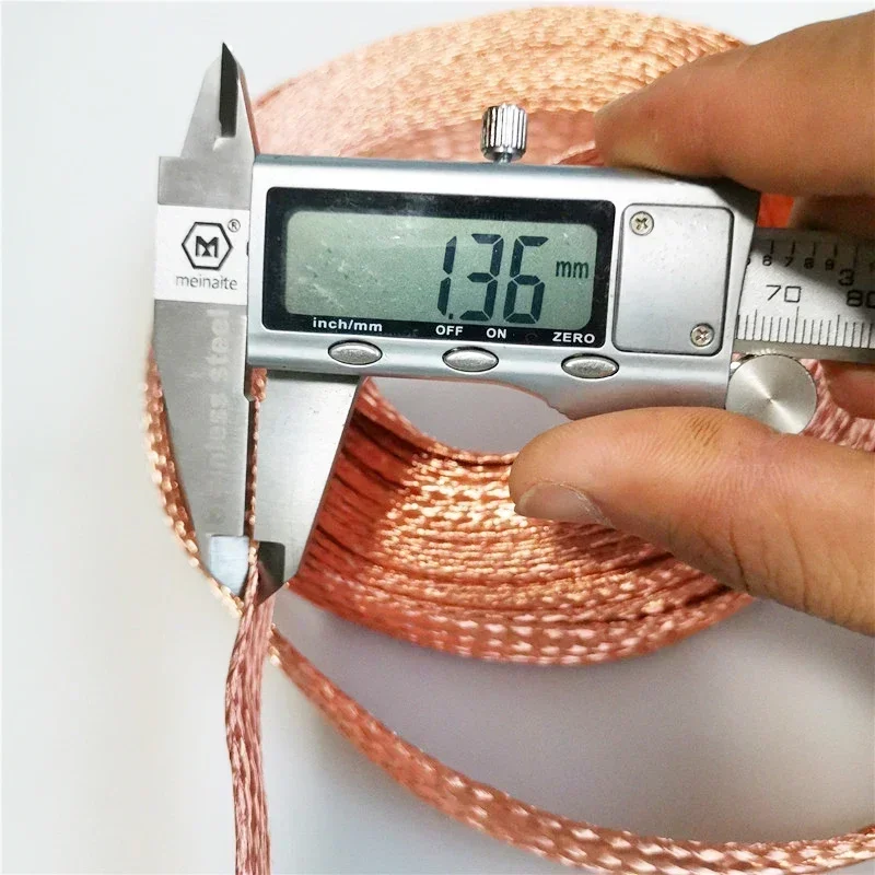 สายถักทองแดงแท้แบบแบน 10 ม. 10 ตารางมิลลิเมตร ความยืดหยุ่นสูง สายทองแดงเปลือย สายดิน