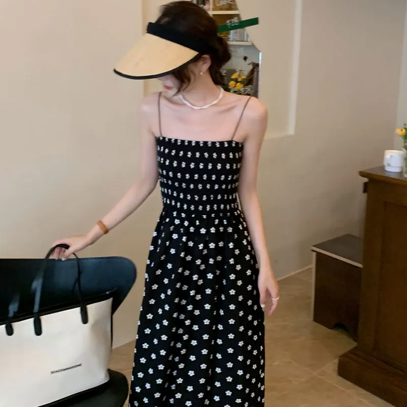 Chic Summer Fre Daisy Print A-Line Strapl Dr Vita alta Dimagrante Damigella d'onore Dr Coreano Sle Nessun registro del marchio