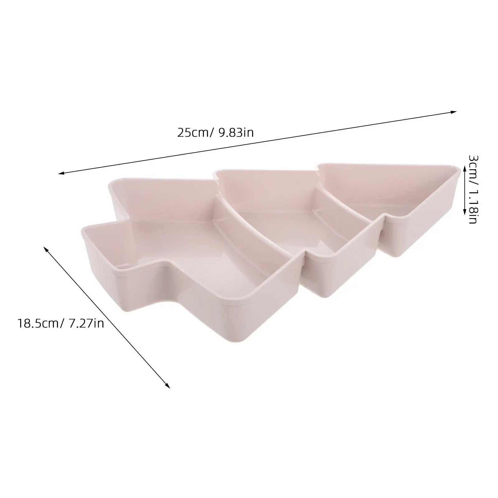 Christmas Tree Fruit Plate 3 Compartment Plastic Household Snacks Tray Lightweight Nuts Storage Serving Tray Light Pink