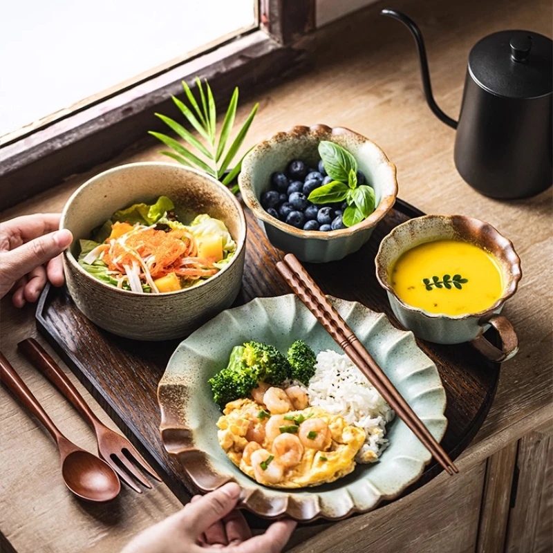 

One-Person Tableware Set, Breakfast Bowl Chopsticks, Home Porcelain Bowl Plate, Single Meal Dining Set, Minimalist Tableware