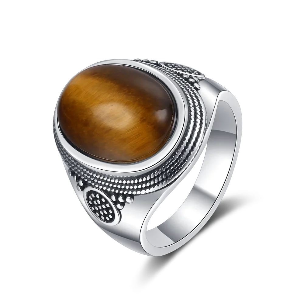 Grande Anel Labradorita Natural para Homens e Mulheres, S925 Sterling Silver, Tiger Eye, Lapis Turquesa, Joias para Festa, 10x14mm