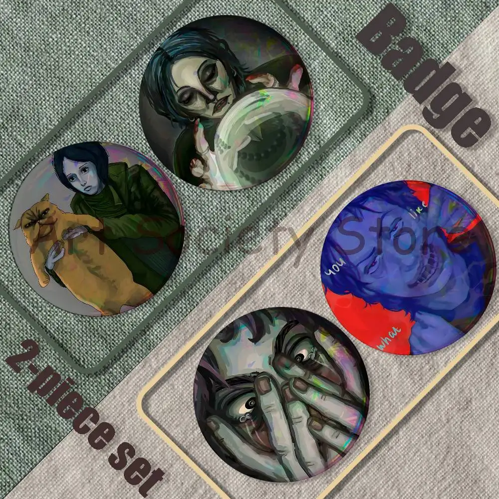 No I'm not a Human Brooches For Backpack Accessories 25,32,44,58,75mm Round Enamel Pin 2-piece Set Cartoon Anime Fan Merchandise