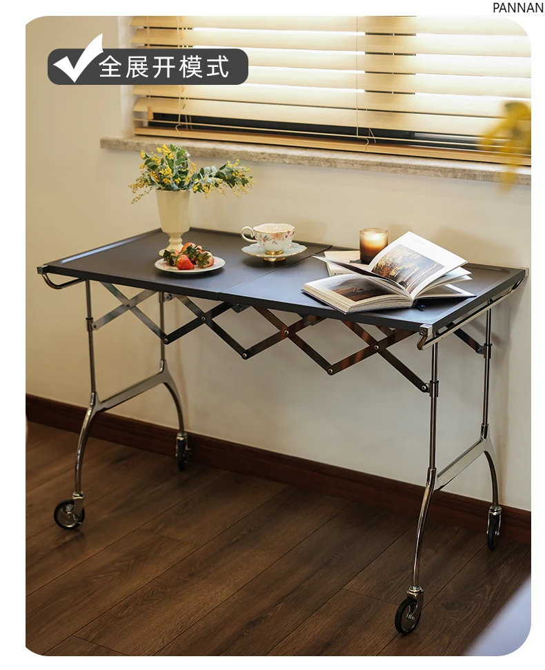 الفولاذ المقاوم للصدأ عربة الجهاز طاولة قابلة للطي الطعام سيارة متنقلة تخزين الرف حافة الأريكة