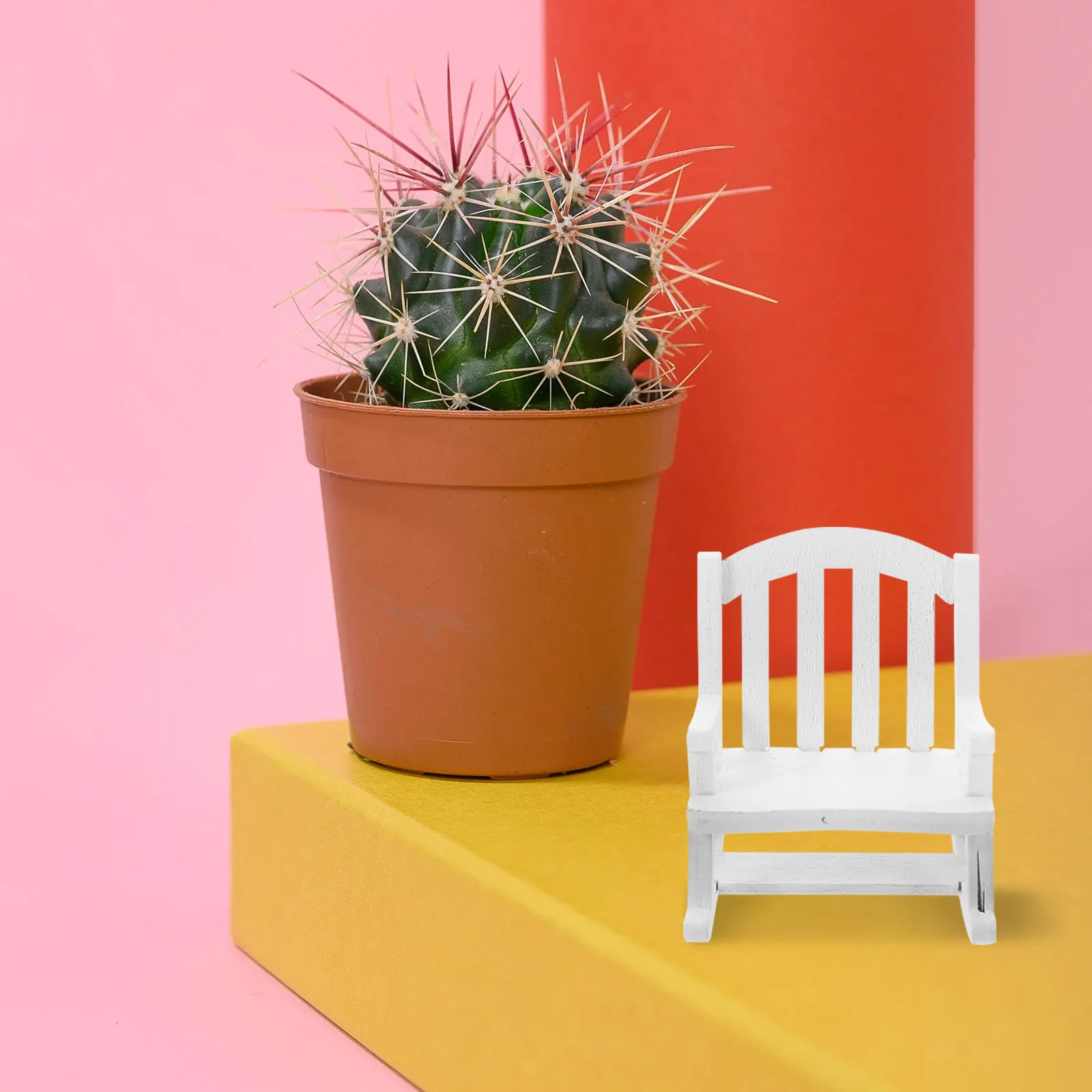 

Miniature Wooden Rocking Chair Premium Material Exquisite Compact Design Mini House Accessory Decoration
