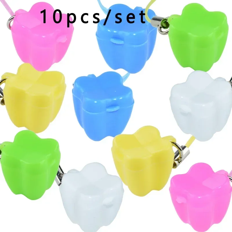 10Pcs/set Colorful Baby Kids Tooth Storage Box Color Random Tooth Storage Corrosion Resistan Box with Necklace Souvenirs Gift