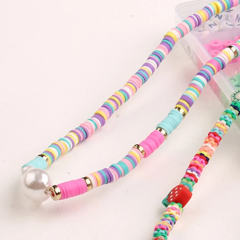 DIY Necklaces Bracelets Earring Round Clay Beads 24 Grids Set with Ropes 6mm