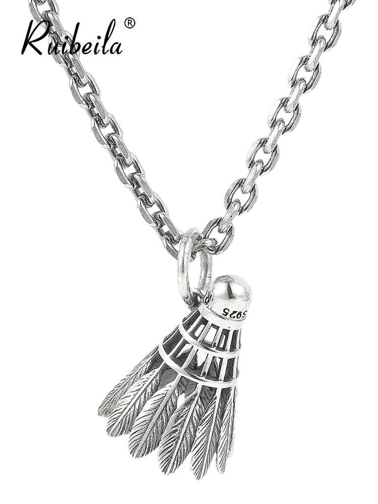 

Ruibeila badminton pendentif collier hommes et femmes s925 argent pays marée niche conception chandail chaîne Thai argent marée