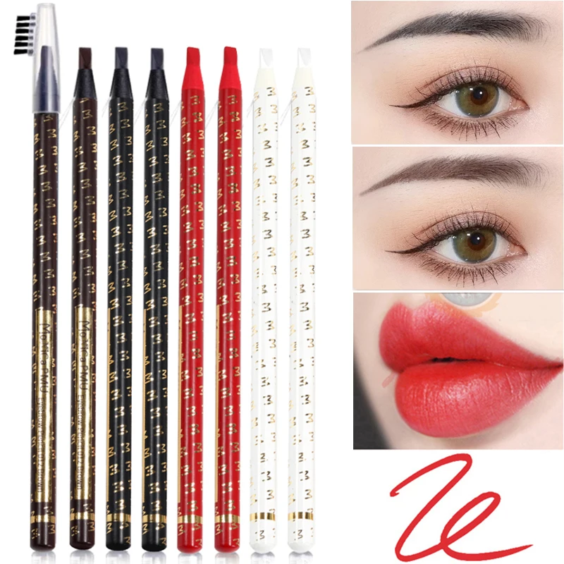 Eyebrow Pencil Waterproof Professional Microblading Permanent Red White Eyebrow Pen Tattoo Art Makeup Eye Pen Enhancers Cosmetic