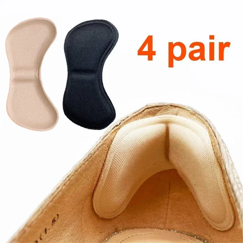 4 Pairs Heel Insoles Pads Patch Pain Relief Anti-wear Cushion Feet Care Heel Protector Adhesive Back Sticker Shoes Insert Insole