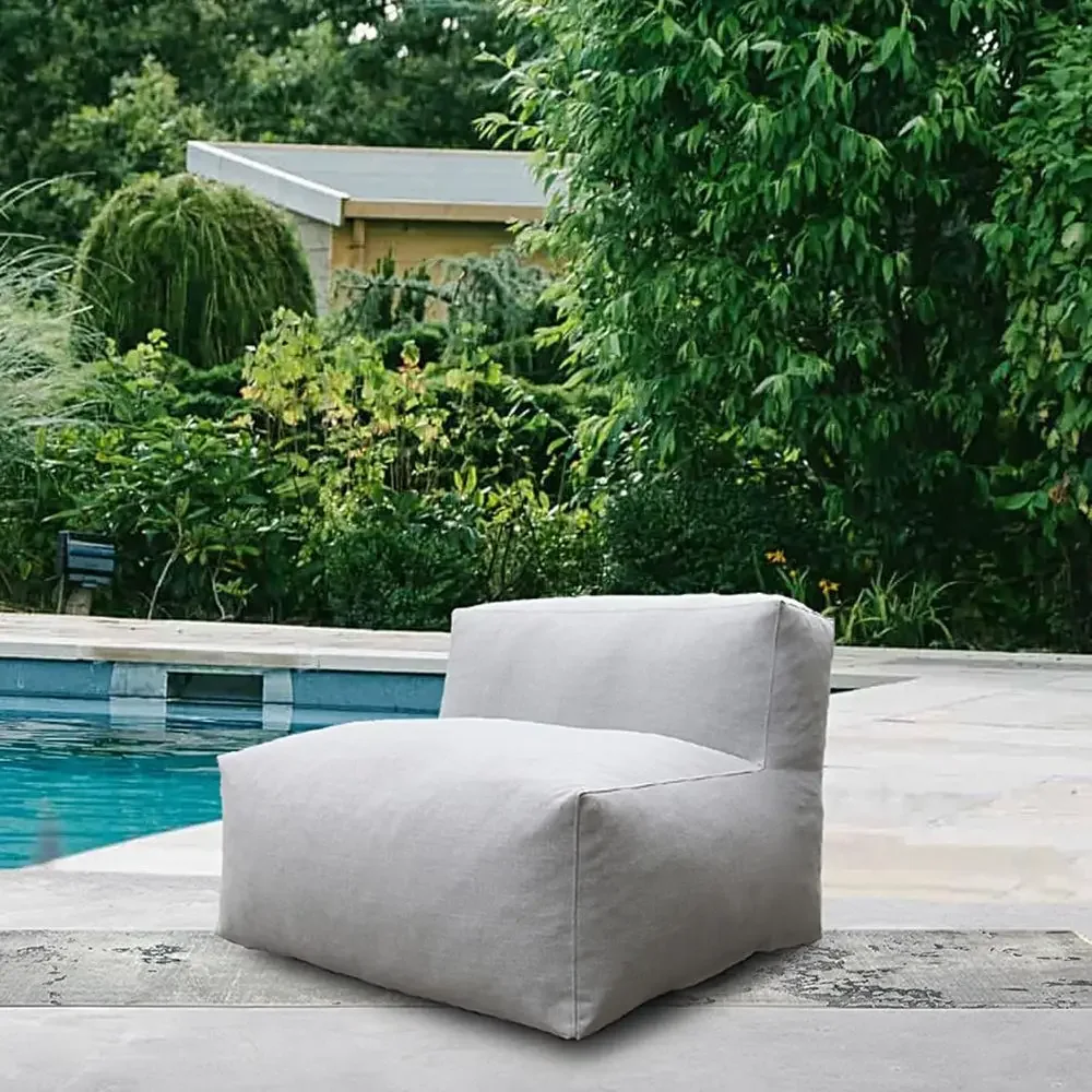 Contemporary Outdoor Sofa Set with Comfortable Patio Couch and Bean Bag Chair in Light Gray
