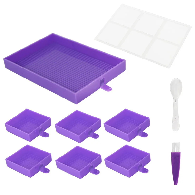 Diamond Painting Tray with 6 Detachable Small Trays And Lid, Stackable Drill Plate Organizer with Accessories For Diamond Art view 3