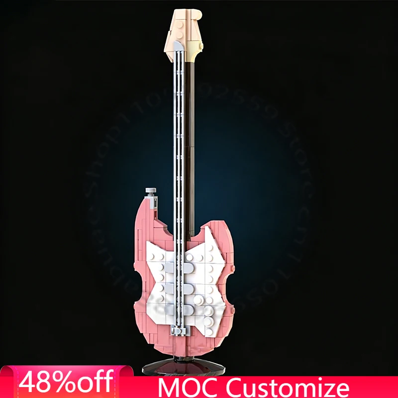 

200 деталей: Гитара для пары - коралловая версия MOC, модульный конструктор, креативный дизайн, развивающая игрушка для мальчиков, подарок на праздник