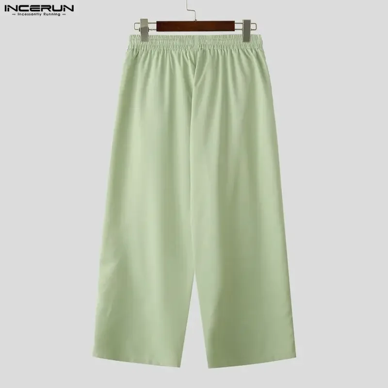 INCERUN Men's Pants Solid Color Joggers Drawstring Loose Casual Irregular Trousers For Man Streetwear Fashion Pantalones Pants view 5