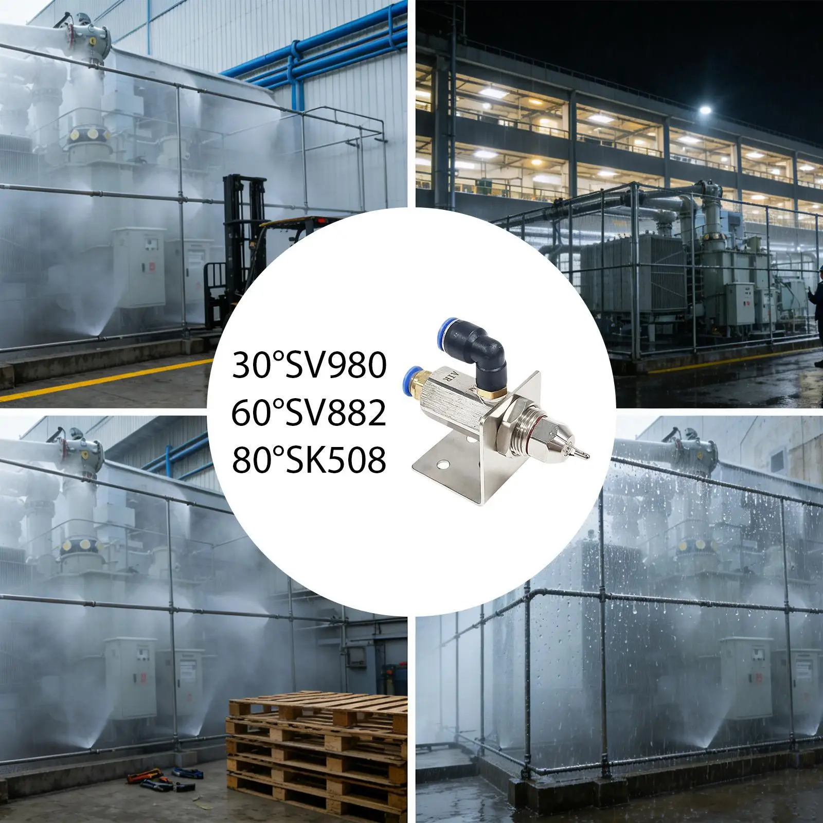 304 Stainless Steel Atomization Nozzle Adjustable Air Spray Head for Industrial Humidifying and Dust Suppression