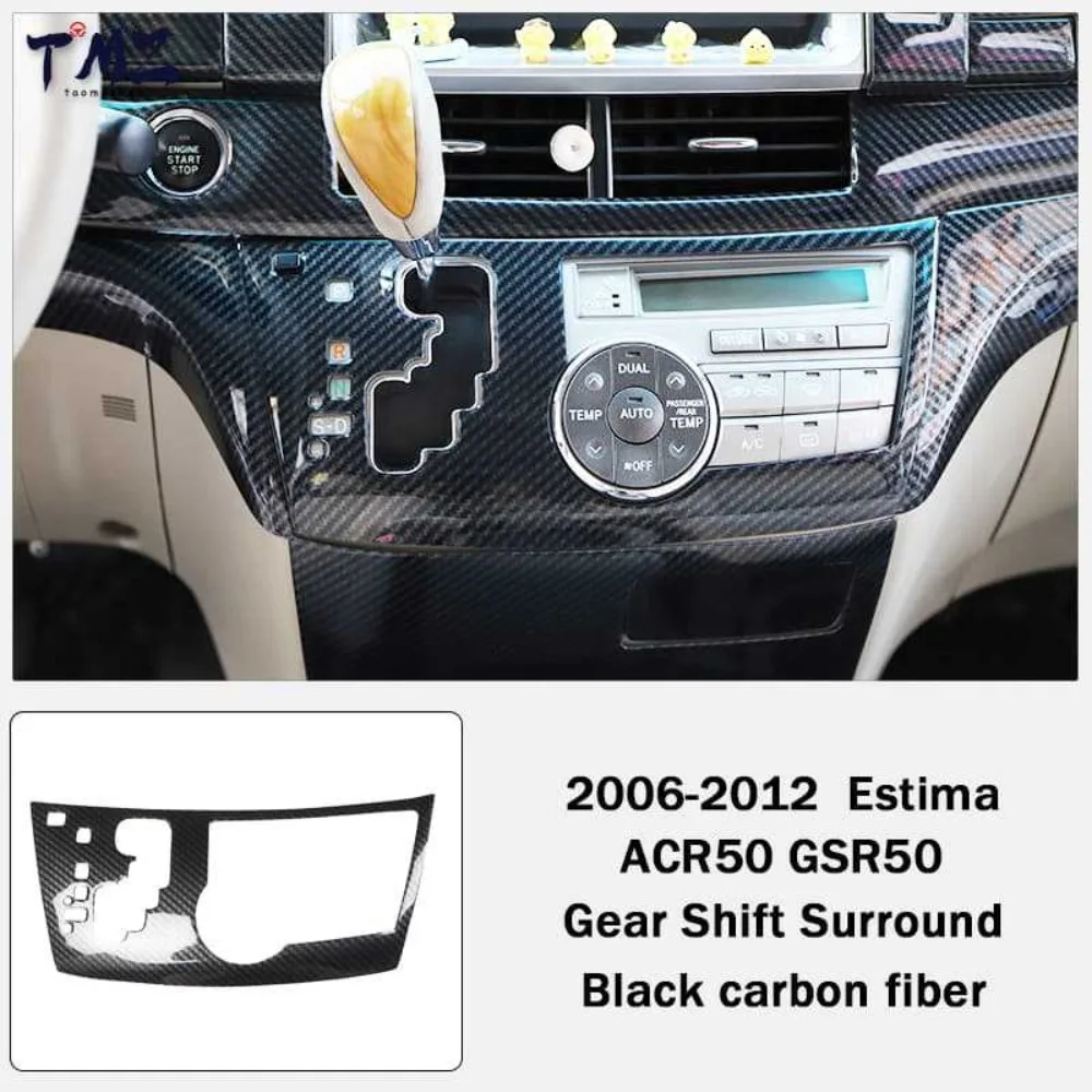 Gear Shift Panel Trim For Toyota Estima Previa ACR50 GSR50 2006-2012 Carbon Fiber Interior Sport Decor Mouldings Accessories