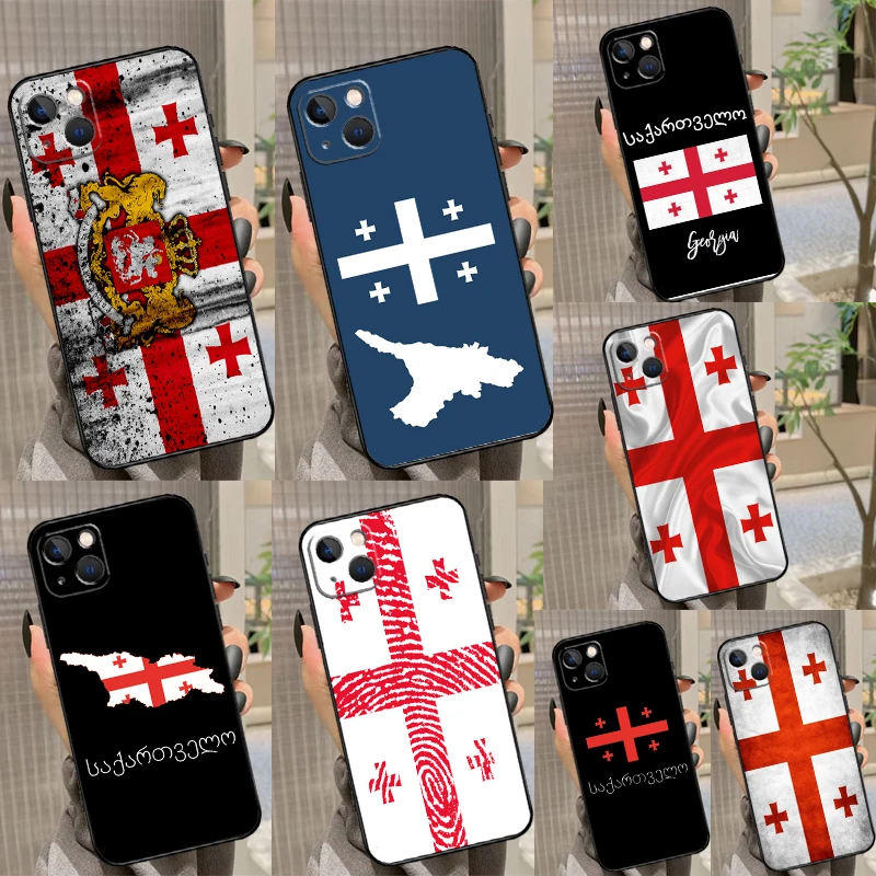 Etui z flagą Gruzji na iPhone'a 12 13 Mini 11 14 Pro Max XS X XR Plus 15 16 Pro Max Cover