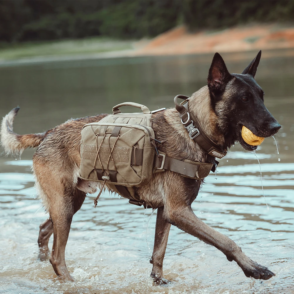 EXCELLENT ELITE SPANKER Dog Harness Backpack Tactical Training Dog Vest with Molle Side Pouch Adjustable Pet Harness Vest