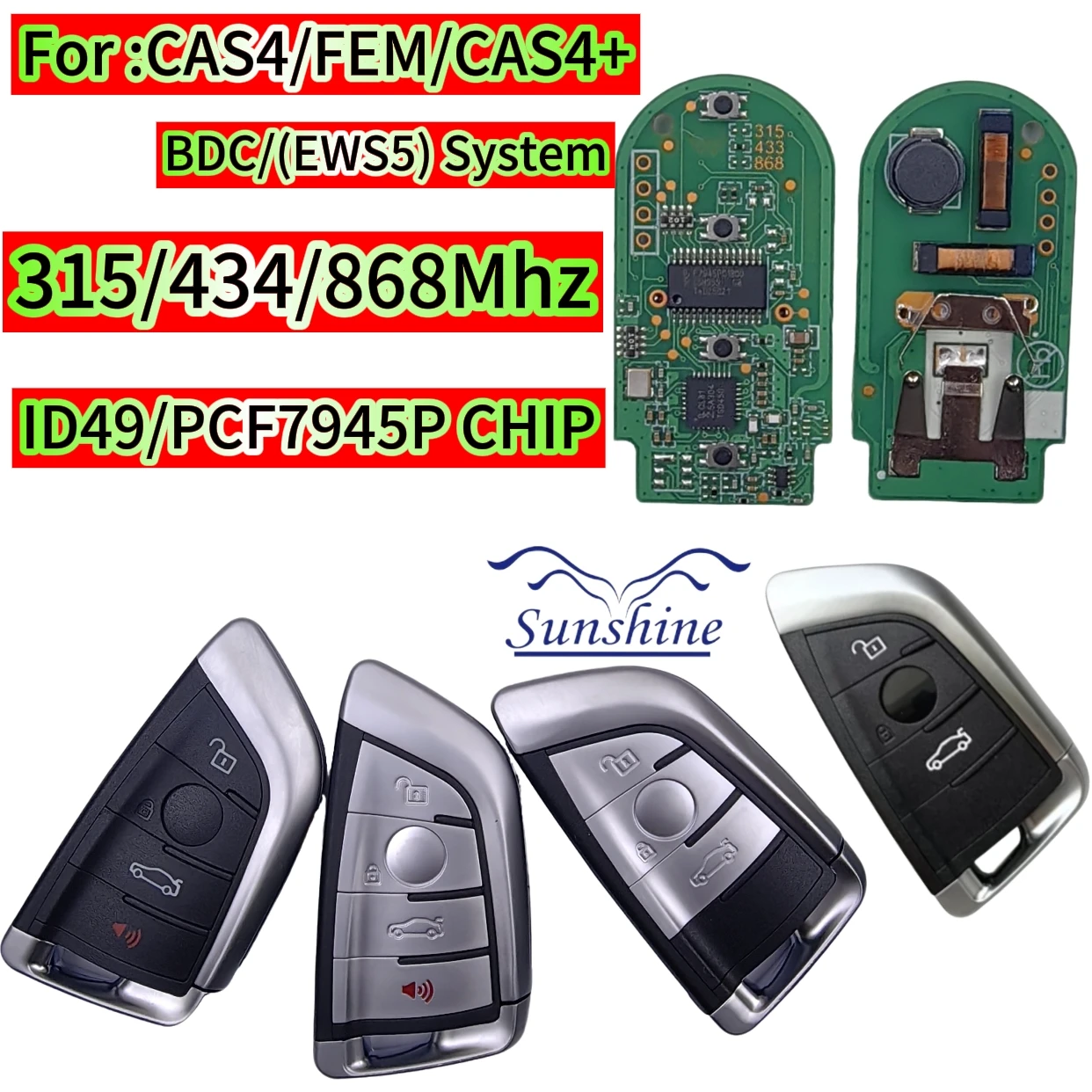 

Remote Car Key 315/434/868Mhz ID49 CHIP For BMW 1 3 5 6 7 Series X5 X6 X7 2011-2017 CAS4 CAS4+ FEM F System Promixity Keyless
