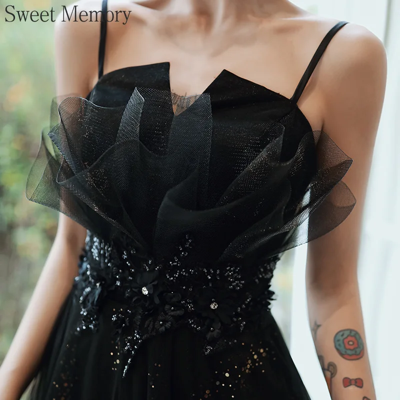 N130 Customized Black Champagne Dark Red Formal Dresses Sweet Memory