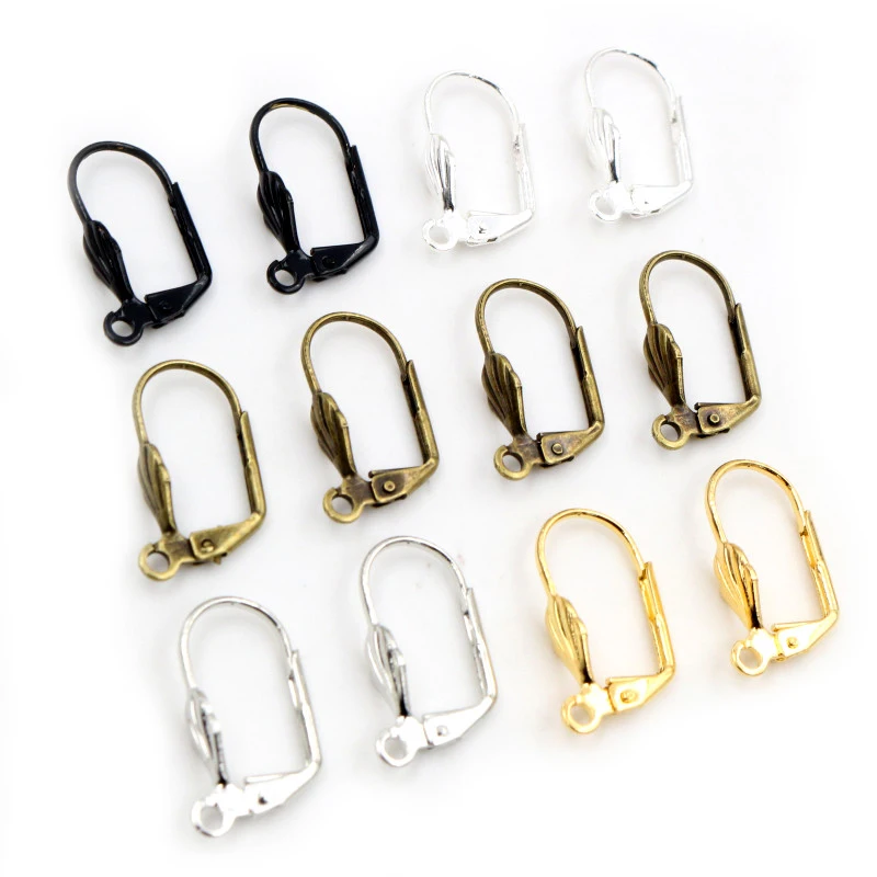 17*11mm 50pcs High Quality 5 Colors Plated Brass French Earring Hooks Wire Settings Base Settings Whole Sale