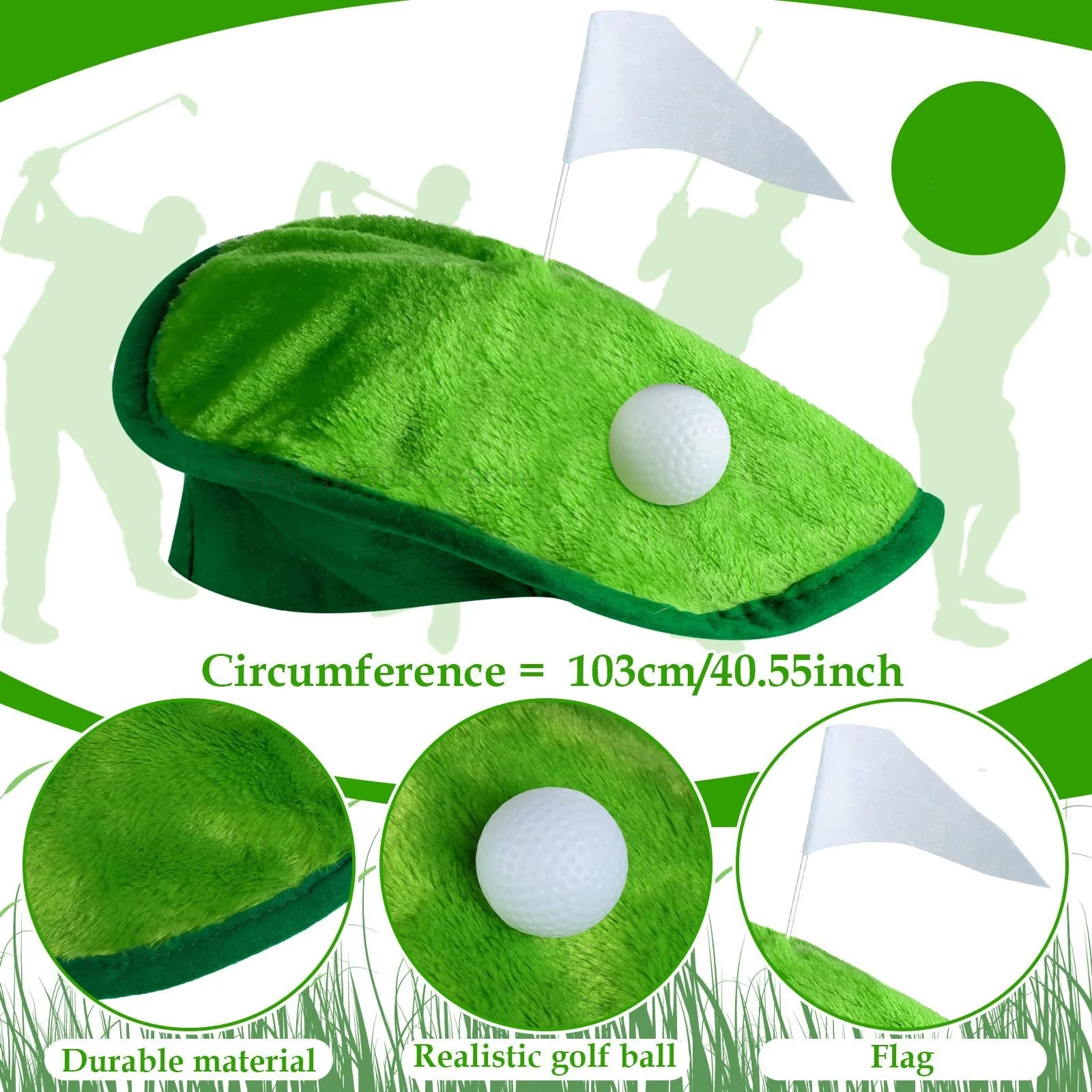Golfer Partyhut Unisex Herren Damen Erwachsene Golfer Baskenmütze mit Golfball Flagge für Party Golfer Kostümzubehör