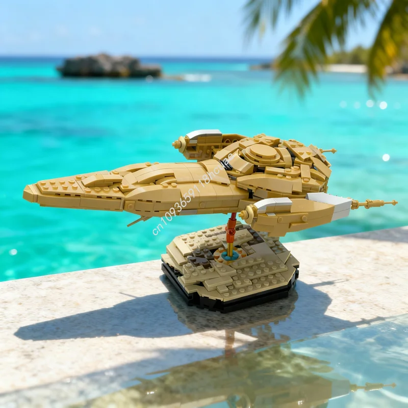 

578 деталей MOC Золотой Нубийский Королевский Космический Корабль, модель из строительных блоков, архитектурные игрушки, идея для рождественского подарка, развивающий конструктор