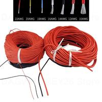 1M 5M Heat-resistant Soft Electrical Silicone Wire Copper Cable Battery Connector 8 10 12 14 16 18 20 22 24 26 28 30 AWG u26