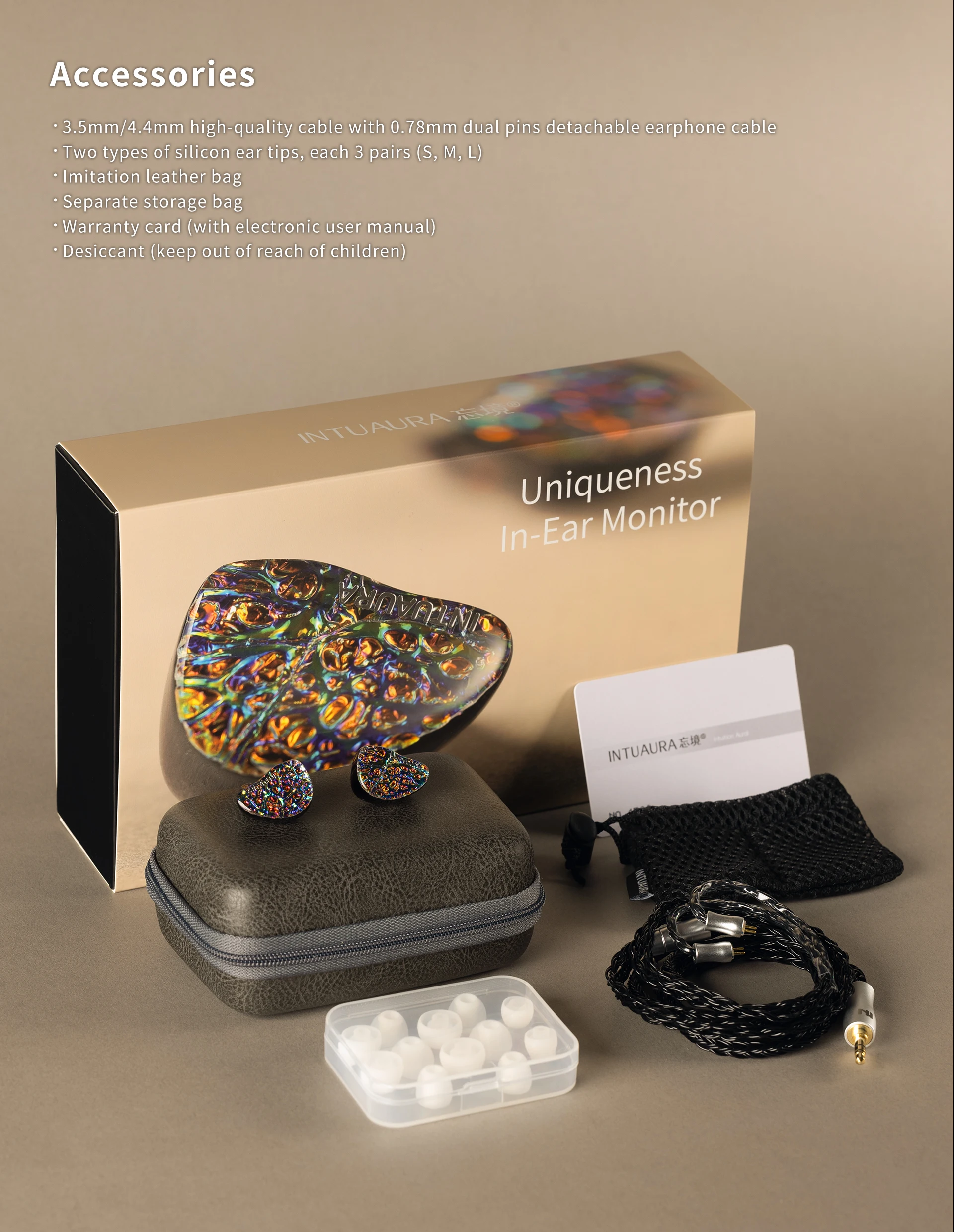 سماعة أذن INTUAURA Uniqueness HIFI لاسلكية متعددة السائق IEM مع جهير صفر التخميد وأنابيب صوتية ثلاثية