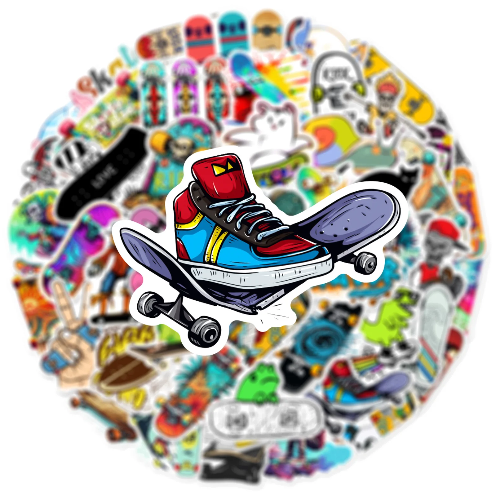 10/25/50pcs Skater Skateboard Graffiti Stickers for DIY Phone Laptop Guitar Water Bottle Suitcase Motorcycle Helmet Car