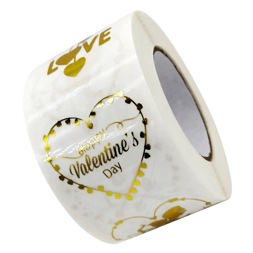 

1 Roll Heart Shape Stickers Valentine's Day Sealing Sticker Self Adhesive for Gift Bag Wedding Party Scrapbook Decoration