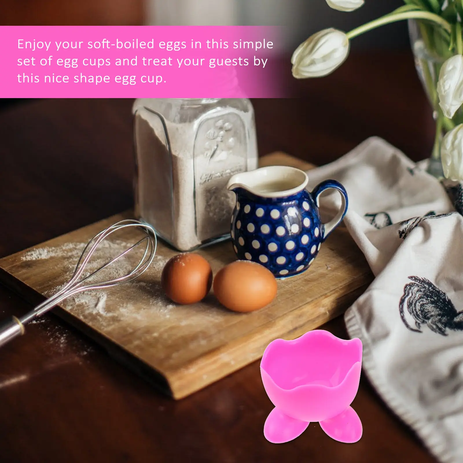 3Pcs Silicone Egg Cups Holder Set Flexible Reusable Egg Cooker Cups for Soft Boiled Eggs Kitchen Dining Room Breakfast Serving