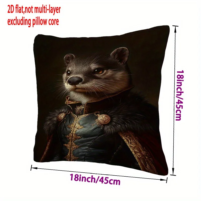Dramatic Badger Portrait Throw Cushion Cover 40x40cm Woodland Wildlife Animal Art Pillowcase Home Decor Aesthetic Accent