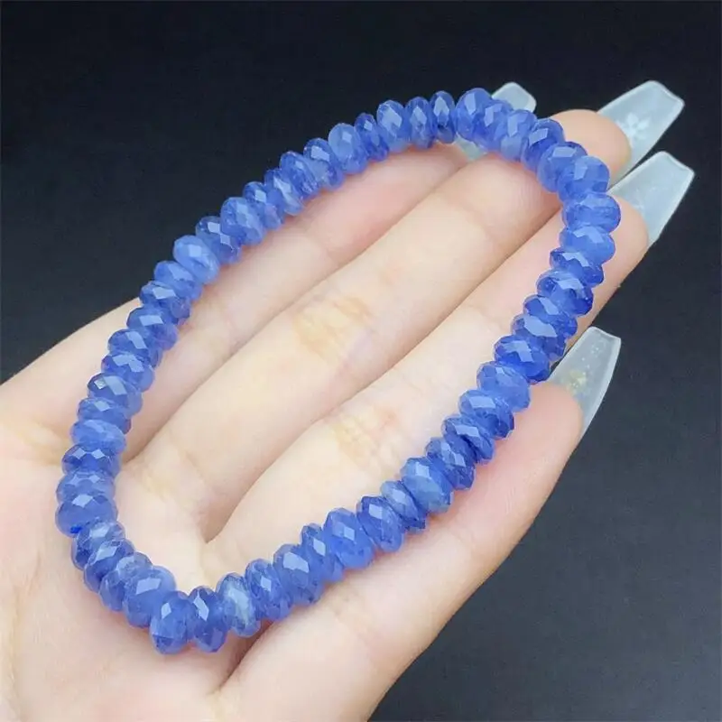 Natural Faceted Kyanite Bracelet Colorful Gemstone Bead Strings Fashion Beautifully Jewelry Gift 1PCS